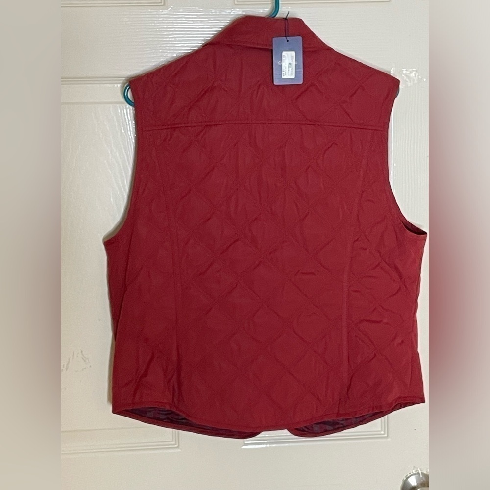 NWT Faconnable Women's Lightweight Quilted Vest Jacket Large Red Zip Pockets‍‍‍‍ - Picture 10 of 11